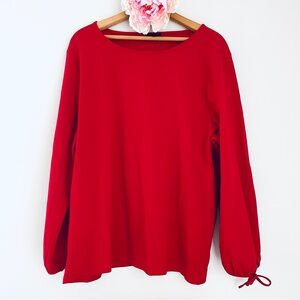 Talbots Woman Classic Red Plus Size Long Sleeve Top Tie Sleeve Cuffs 2X